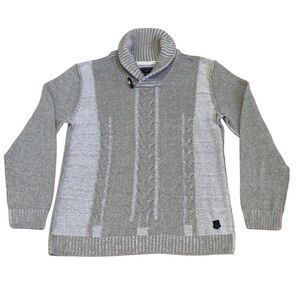 Trash Nouveau Grandpacore Gray Cable Knit Pullover Shawl Neck Sweater Size XL